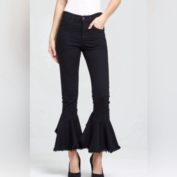 Citizens of Humanity Drew Flounce Black Rinse Frayed Raw Hem Jeans Size 28 - Picture 1 of 16